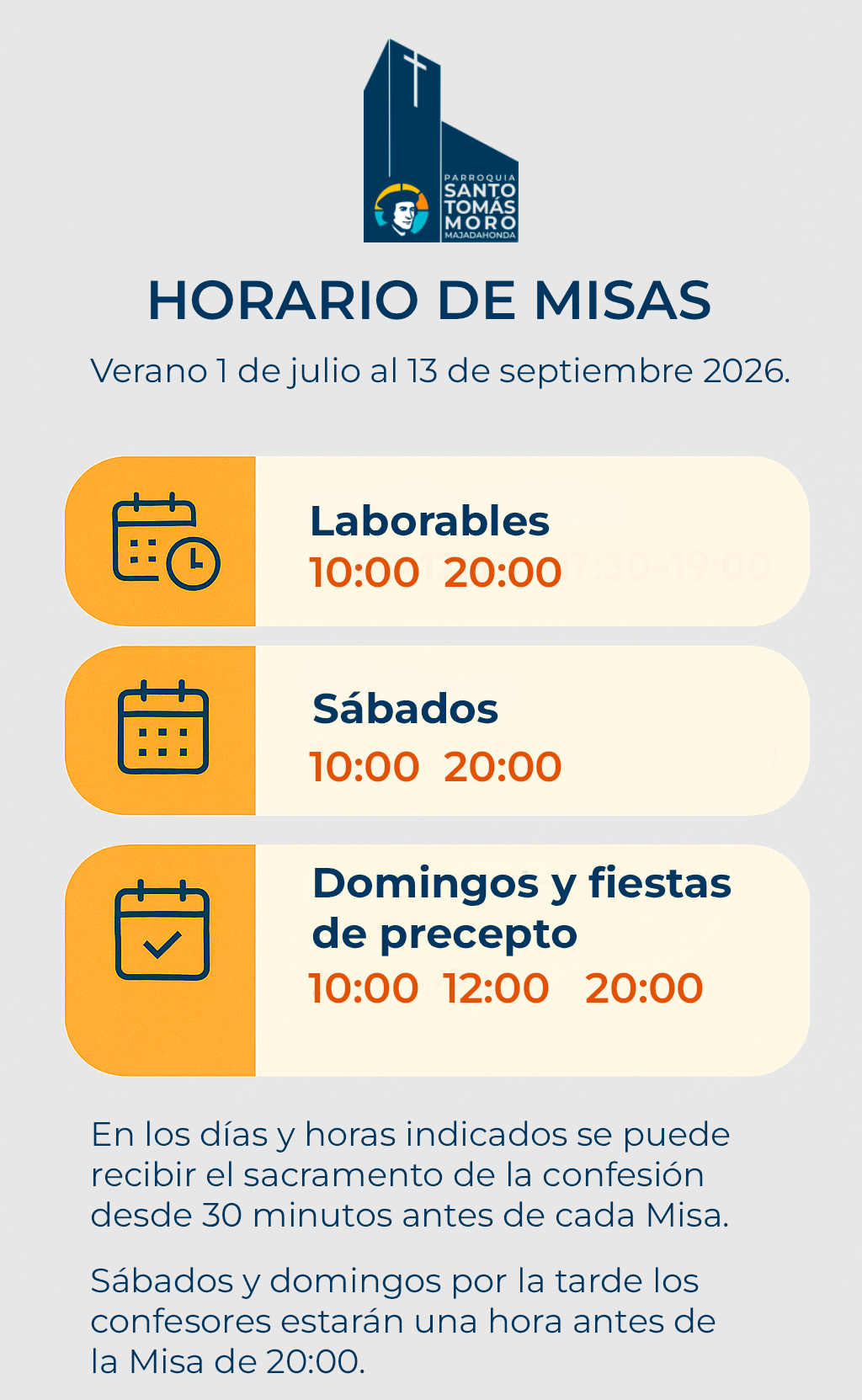 Horario de MIsas verano