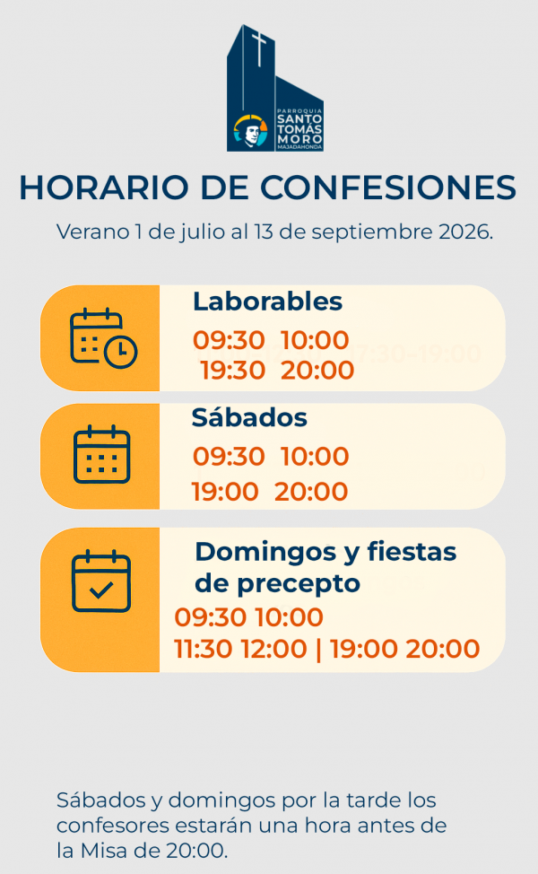 Horario de Confesiones verano